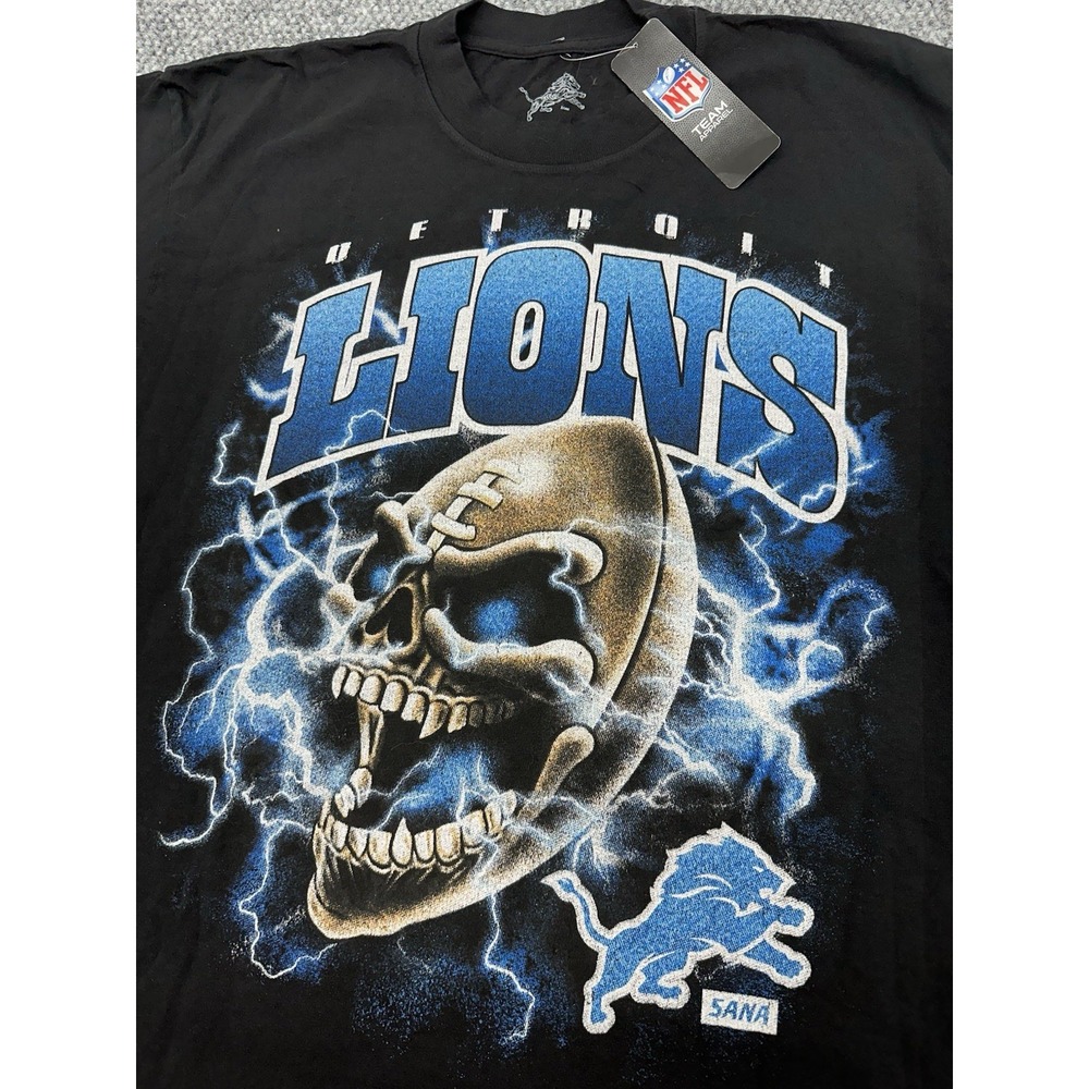 SANA x Detroit Lions Men's Large Skull Football T-Shirt Tee NFL - New